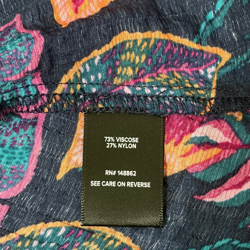 Torrid Tropical Leaf Print Ruffle Peplum Top Navy‎ Pink 4X Plus Size Blouse - Picture 7 of 8